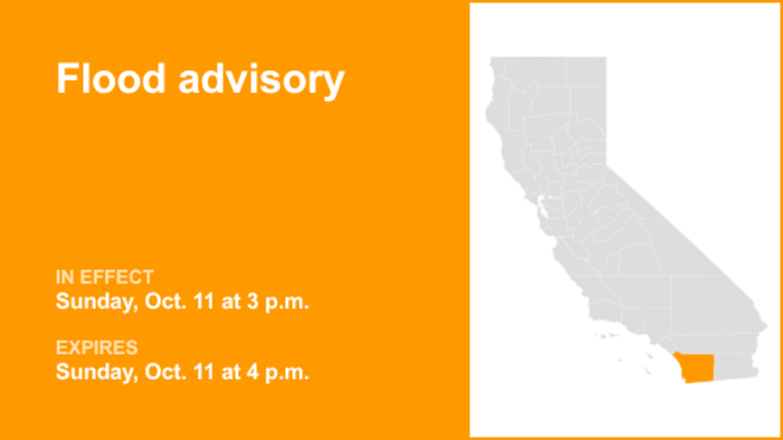 Flood advisory issued for San Diego County for Sunday due to prolonged rainfall 