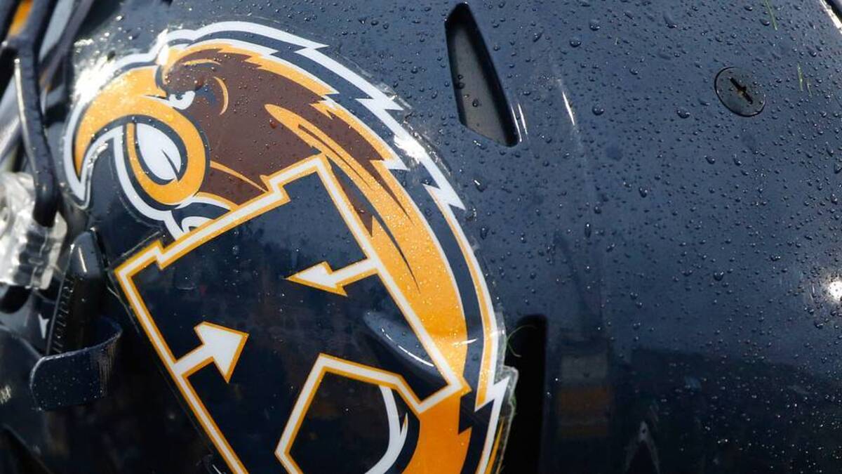  Oct 3, 2015; Kent, OH, USA; A detailed view of a Kent State Golden Flashes helmet during the game of the Miami (Oh) Redhawks against the Kent State Golden Flashes at Dix Stadium. Mandatory Credit: Aaron Doster-USA TODAY Sports | IMAGN IMAGES via Reuters Connect 