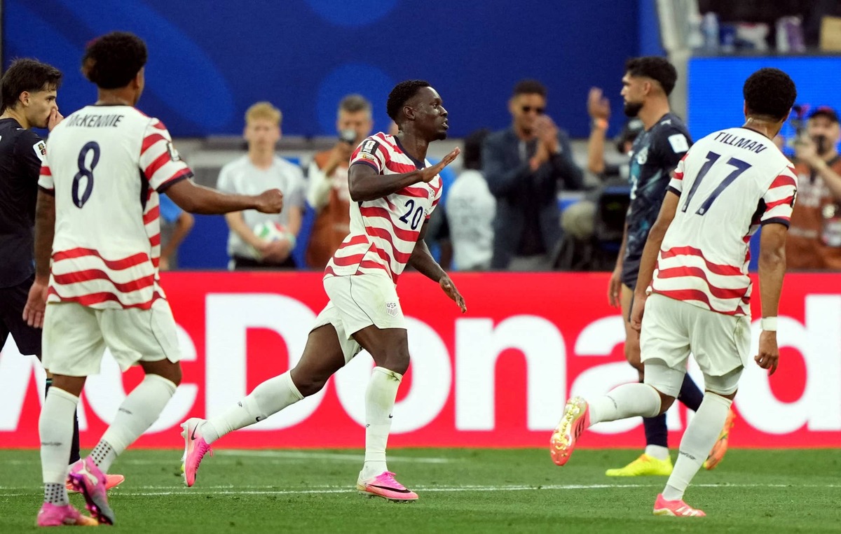  June 12, 2026; Inglewood, California, U.S.; Folarin Balogun of the U.S. celebrates scoring their third goal. Mandatory Credit: Kirby Lee-Imagn Images 