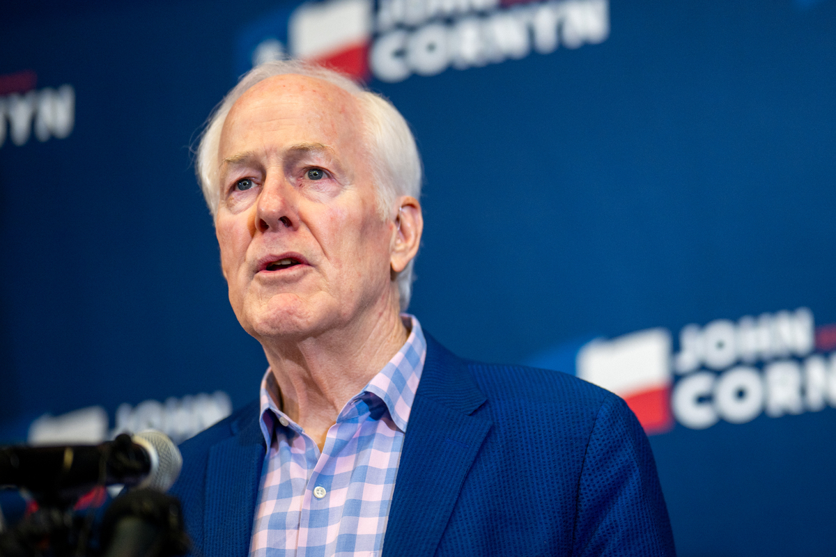  Senator John Cornyn speaks during a news conference on May 26, 2026, in Austin, Texas. 