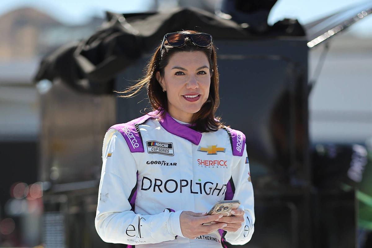  AVONDALE, ARIZONA - MARCH 08: Katherine Legge, driver of the #78 Droplight Chevrolet, waits on the grid during practice for the NASCAR Cup Series Shriners Children's 500 at Phoenix Raceway on March 08, 2025 in Avondale, Arizona. (Photo by Jonathan Bachman/Getty Images) 