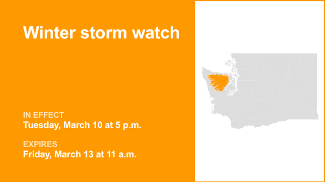 UPDATE: Winter storm watch issued for Olympics from Thursday to Saturday 