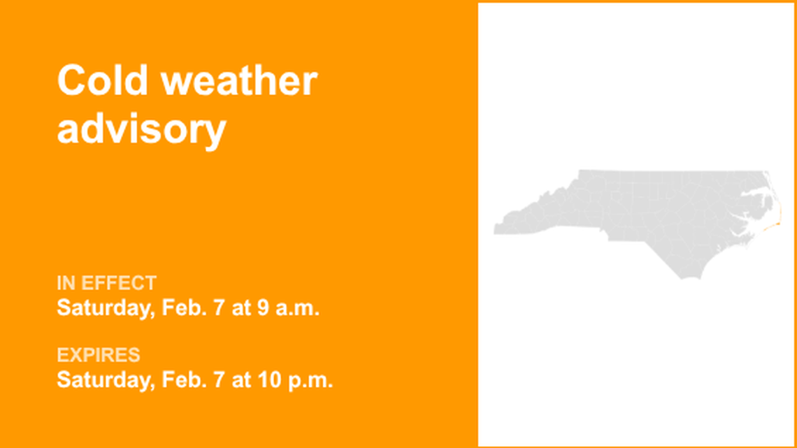 Cold weather advisory affecting Ocracoke Island and Hatteras Island until Saturday night 