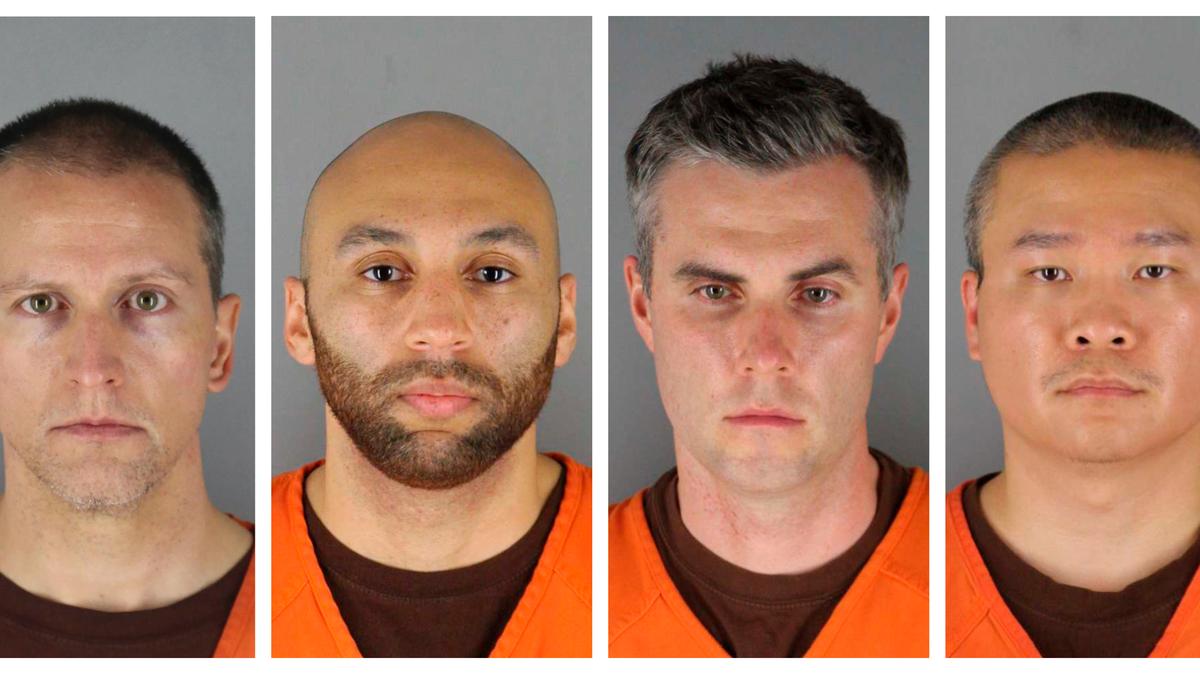 La combinación de fotos provista por la comisaría del condado de Hennepin, Minnesota, 3 de junio de 2020, muestra, izquierda a derecha, los agentes de policía de Minneapolis Derek Chauvin, J. Alexander Kueng, Thomas Lane y Tou Thao. Chauvin. (Comisaría del condado de Hennepin via AP, File)