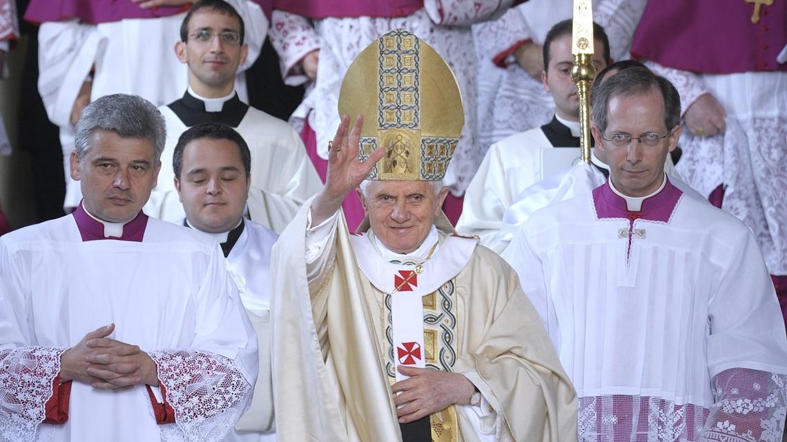 Pope Benedict XVI leads the beatification ceremony of Pope John Paul II in St. Peter's square in the Vatican on May 1, 2011. On April 24, 2005, Benedict XVI was officially installed in Rome as the 265th Roman Catholic pope. File Photo by Stefano Spaziani/UPI