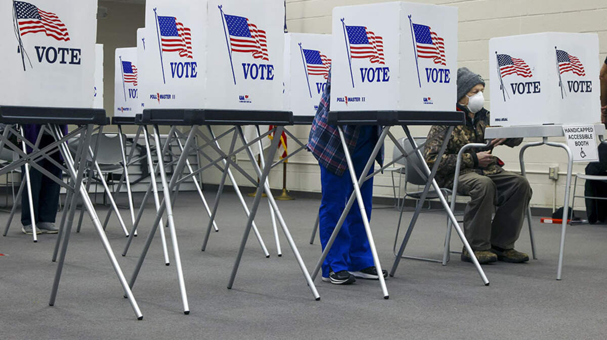Voters at a polling place on primary election day in Reidsville, North Carolina, on March 3.