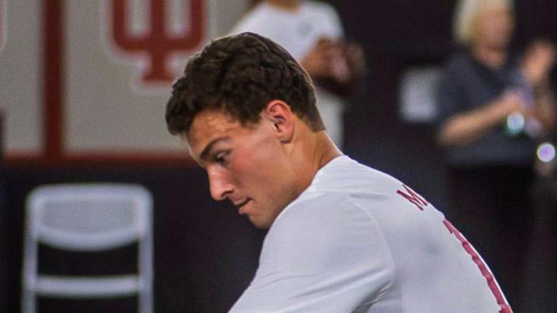  Fernando Mendoza participates in Indiana University's Pro Day at Mellencamp Pavilion on Wednesday, April 1, 2026. | Rich Janzaruk/Herald-Times / USA TODAY NETWORK via Imagn Images 