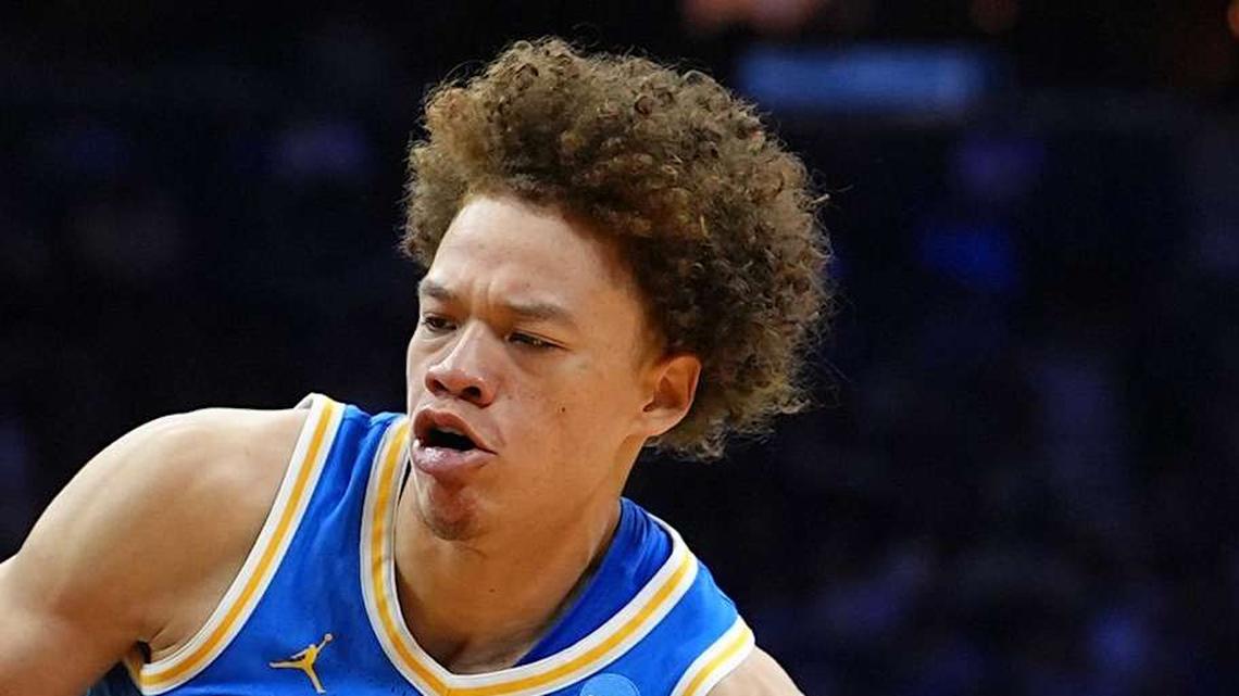  Mar 22, 2026; Philadelphia, PA, USA; UCLA Bruins guard Trent Perry (0) dribbles the ball against the UConn Huskies in the first half during a second round game of the men's 2026 NCAA Tournament at Xfinity Mobile Arena. Mandatory Credit: Kyle Ross-Imagn Images | Kyle Ross-Imagn Images 