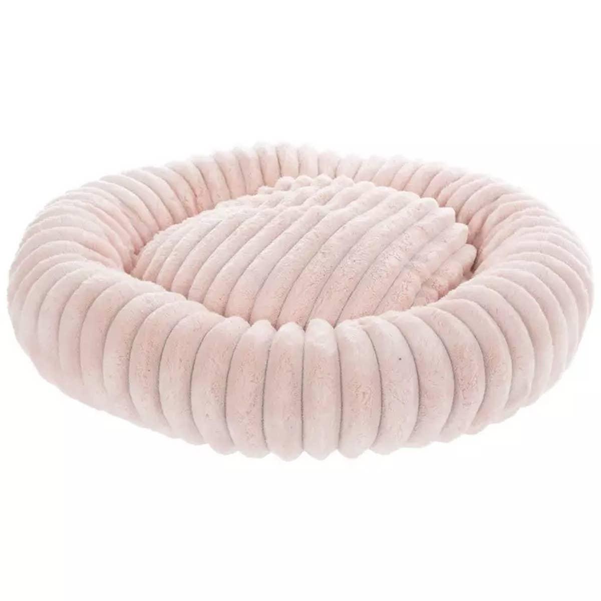  Round Ribbed Pet Bed. pink.