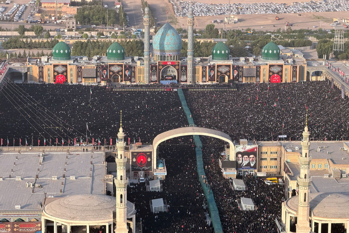 Mourners attend a prayer for Iran's late Supreme Leader Ayatollah Ali Khamenei, who was killed on February 28 in Israeli and U.S. airstrikes, at the Jamkaran Mosque, in Qom, Iran, July 7, 2026. Office of the Iranian Supreme Leader/WANA (West Asia News Agency) via REUTERS