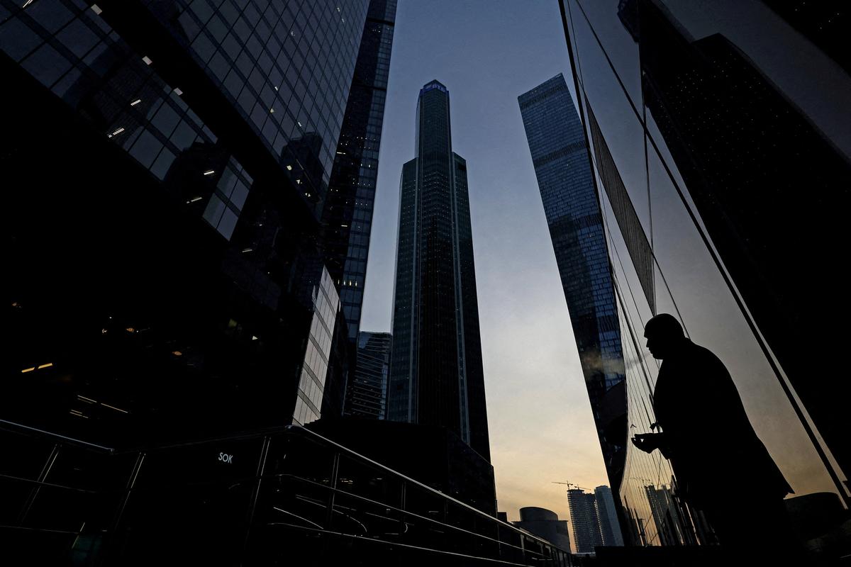 FILE PHOTO: View of skyscrapers at the Moscow International Business Centre, also known as Moskva-City, in Moscow, Russia February 18, 2026. REUTERS/Ramil Sitdikov/File Photo