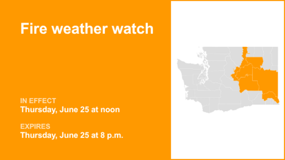 Fire weather watch affecting Eastern Washington Thursday - enhanced fire threat 