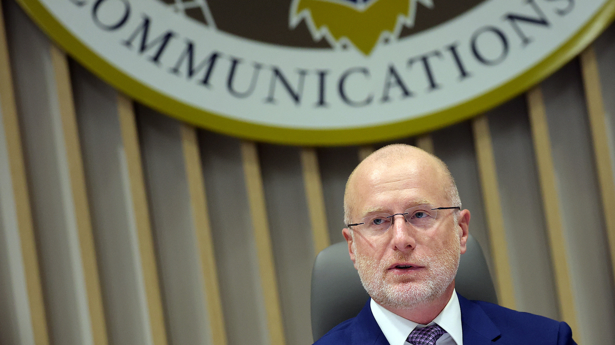 Chairman of the Federal Communications Commission (FCC) Brendan Carr participates in a FCC meeting at the Federal Communications Commission headquarters on Feb. 18, 2026, in Washington, D.C. (Kevin Dietsch/Getty Images/TNS)