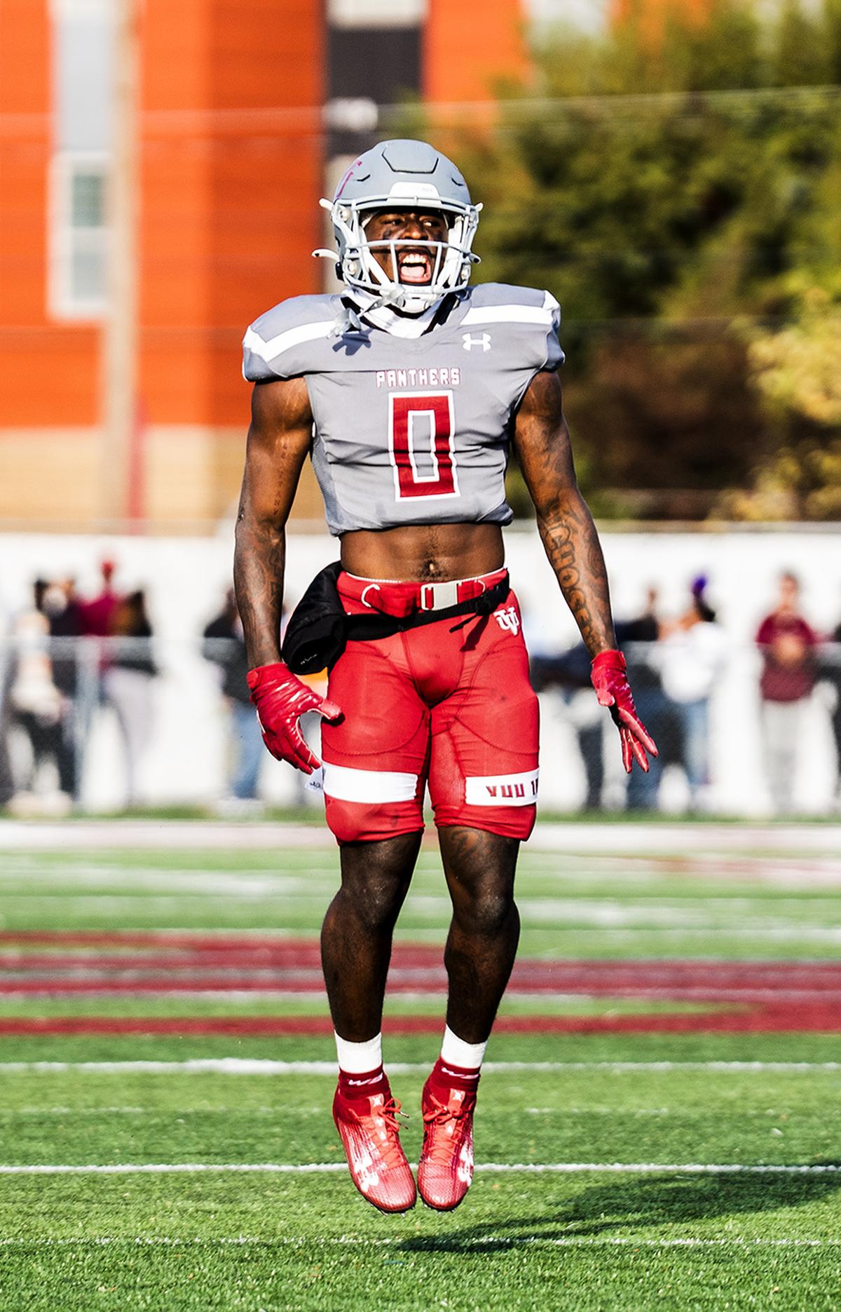  William Davis celebrates a play against Virginia State in 2023. (Steven J. Gaither/HBCU Gameday)
