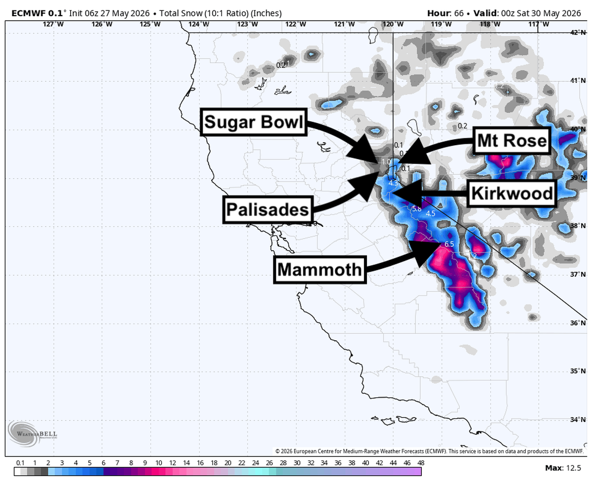  ECMWF total snowfall through Friday.