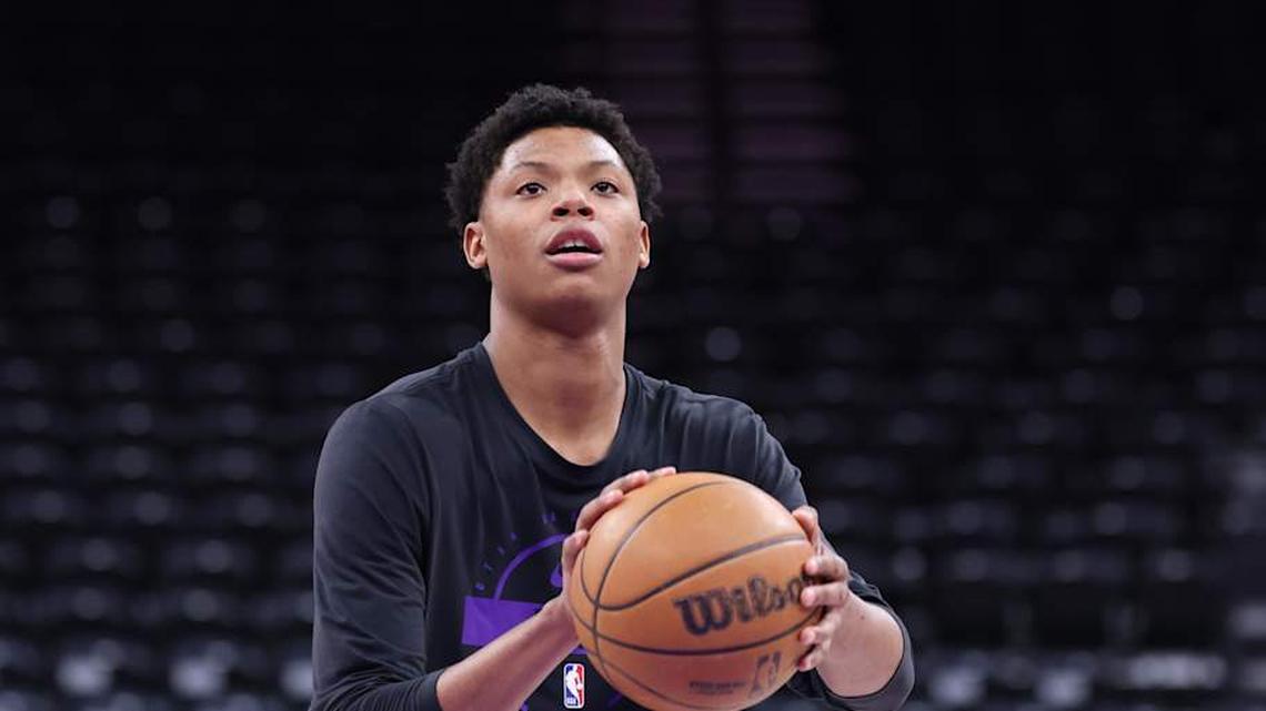  Apr 10, 2026; Salt Lake City, Utah, USA; Utah Jazz guard Ace Bailey (19) warms up before the game against the Memphis Grizzlies at Delta Center. Mandatory Credit: Rob Gray-Imagn Images | Rob Gray-Imagn Images 