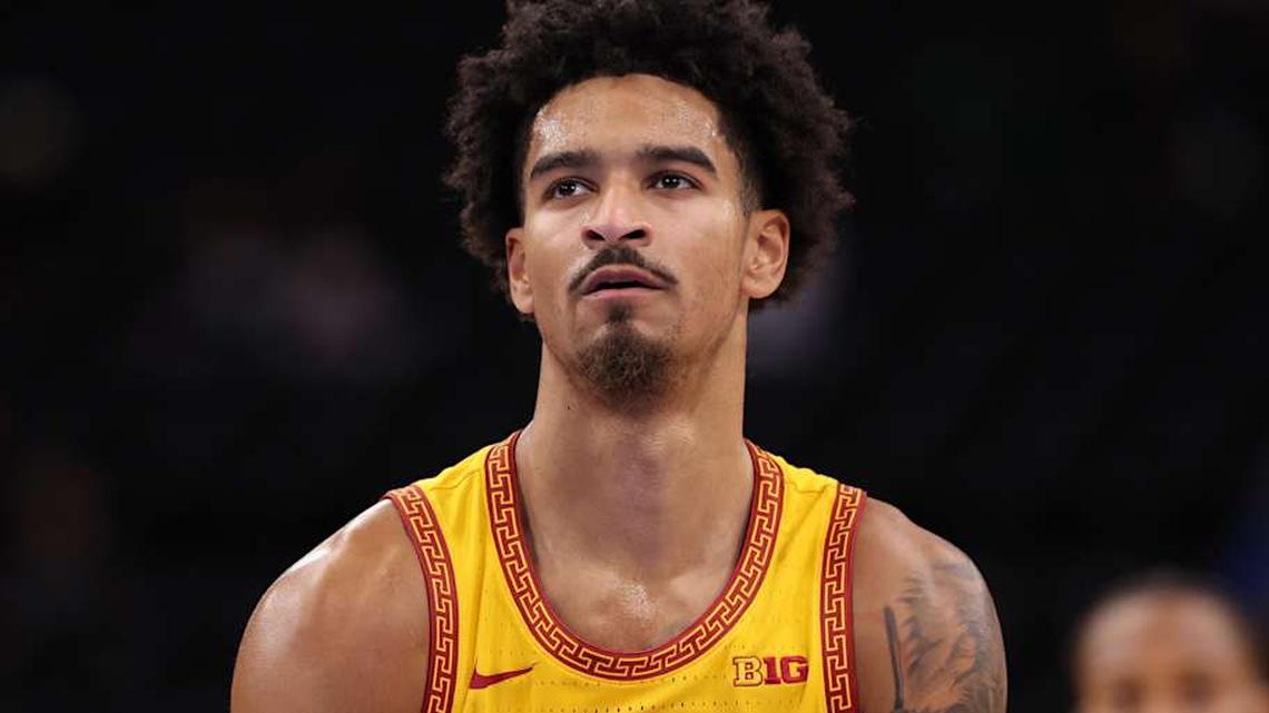  Nov 14, 2025; Inglewood, California, USA; Southern California Trojans guard Rodney Rice (1) shoots a free throw during the first half of the Hall of Fame Series game against the Illinois State Redbirds at Intuit Dome. Mandatory Credit: Kiyoshi Mio-Imagn Images | Kiyoshi Mio-Imagn Images 
