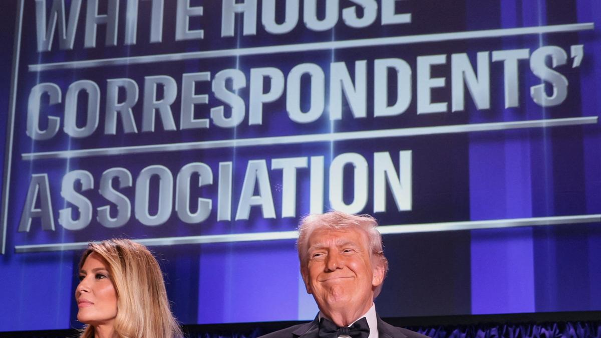 U.S. President Donald Trump and first lady Melania Trump attend the annual White House Correspondents' Association dinner in Washington, D.C., U.S., April 25, 2026. REUTERS/Jonathan Ernst