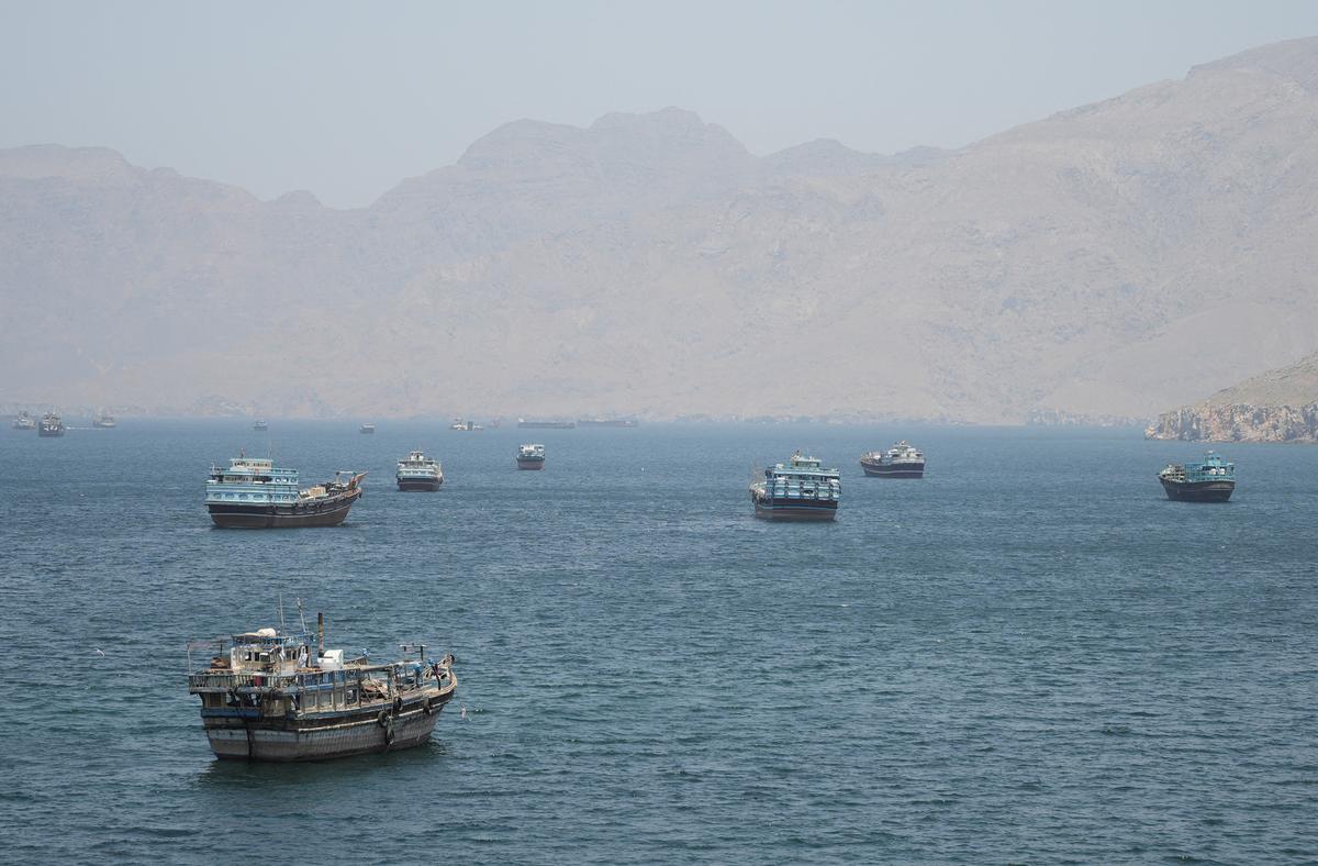 Vessels in the Strait of Hormuz, Musandam, Oman, May 8, 2026. REUTERS/Stringer