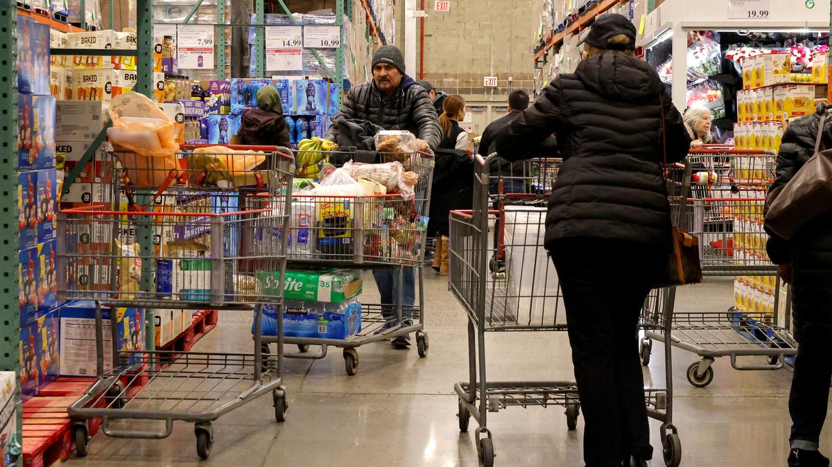 People shop at a Costco store in the Staten Island borough of New York City, U.S., January 16, 2026.  REUTERS/Brendan McDermid