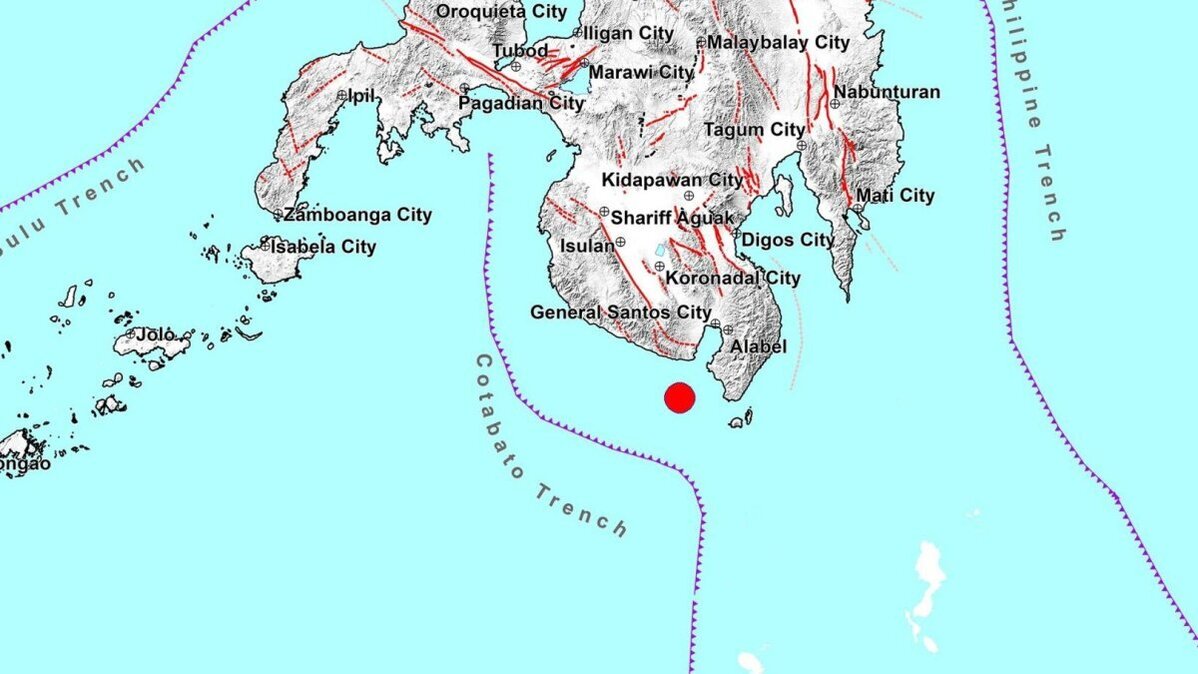 A major 7.8 magnitude earthquake struck off the coast of the southern Philippines island of Mindanao early Monday. Damage and casualties were still being assessed. Image courtesy Philippine Institute of Volcanology and Seismology