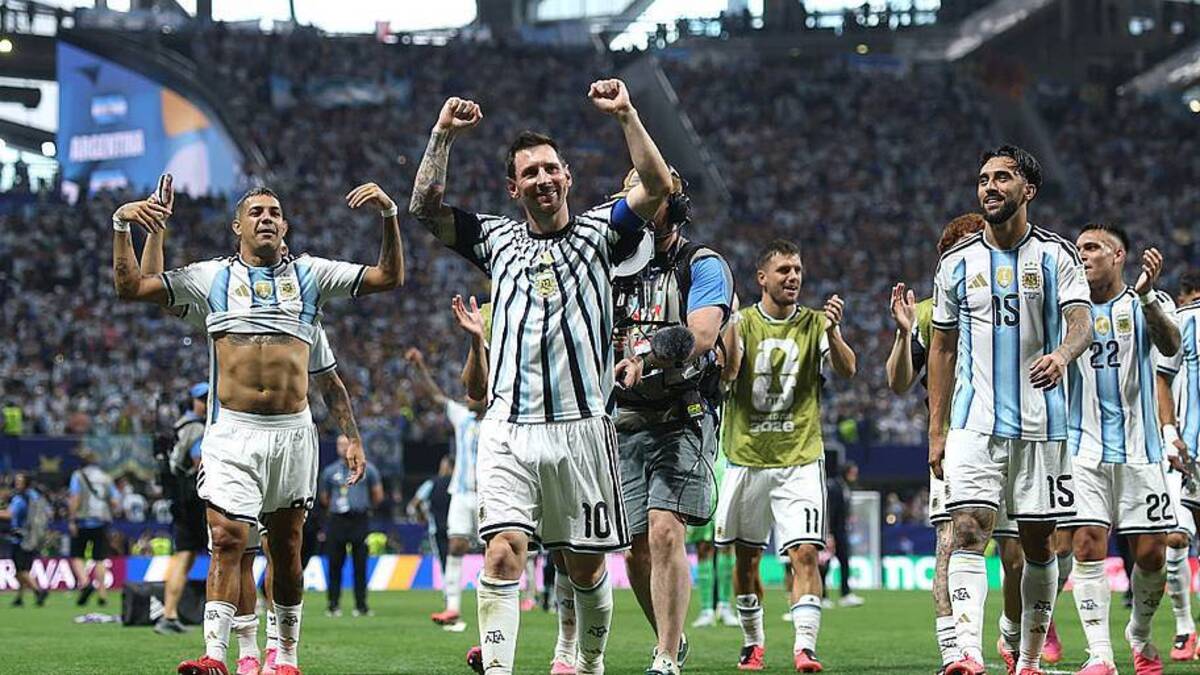  Argentina celebrated a thrilling win in Atlanta. | Julian Finney/FIFA/Getty Images 