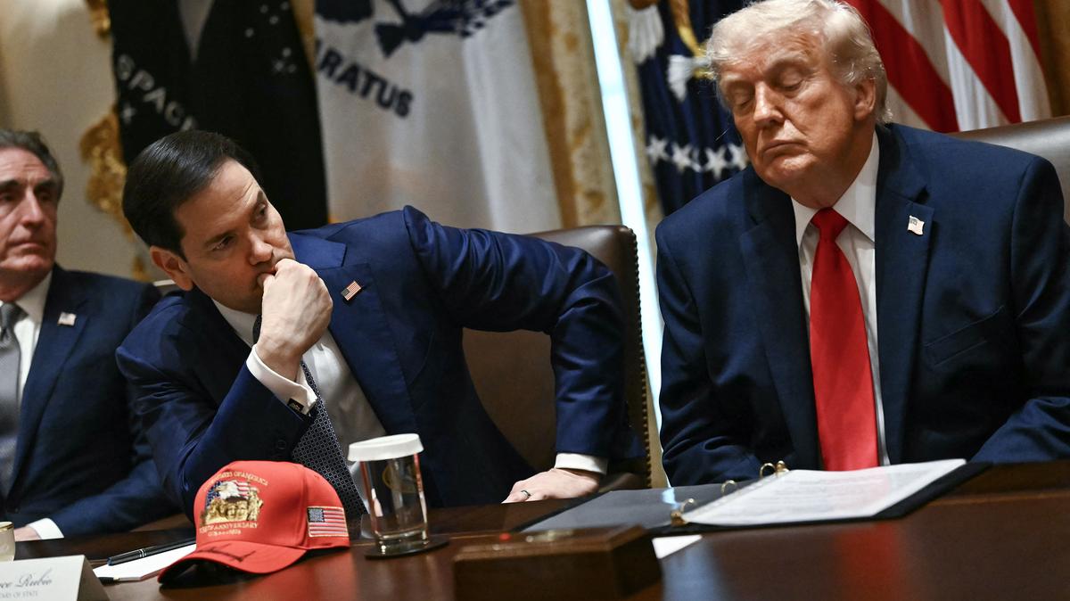 From left, U.S. Secretary of Interior Doug Burgum, U.S. Secretary of State Marco Rubio and U.S. President Donald Trump listen during a Cabinet meeting in the Cabinet Room of the White House in Washington, D.C., on Wednesday, May 27, 2026. (Kent Nishimura/AFP/Getty Images/TNS)