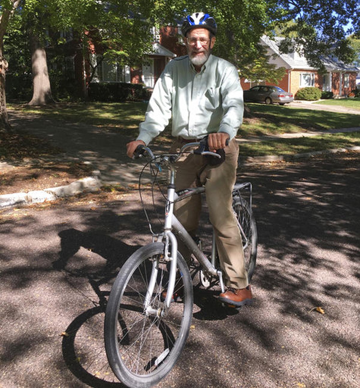 George Smith rides his bike to work every day at the University of Missouri.