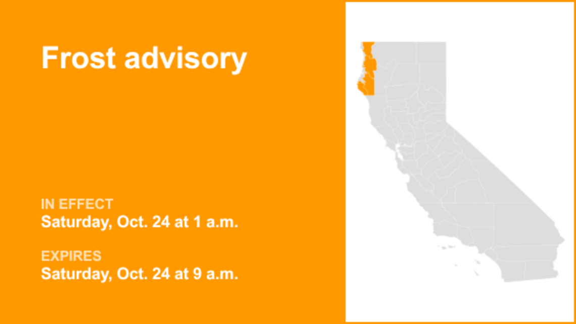 UPDATE: Frost advisory issued for Northern California for Wednesday, says the NWS 