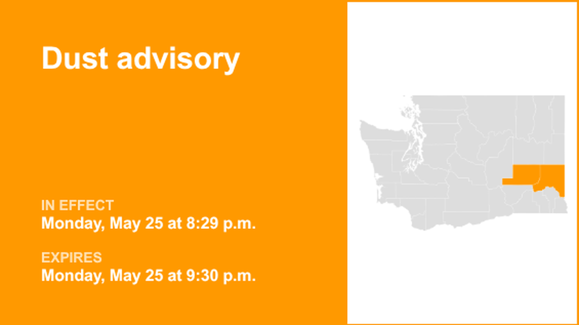UPDATE: Dust advisory affecting Whitman County Monday night - limited visibility 