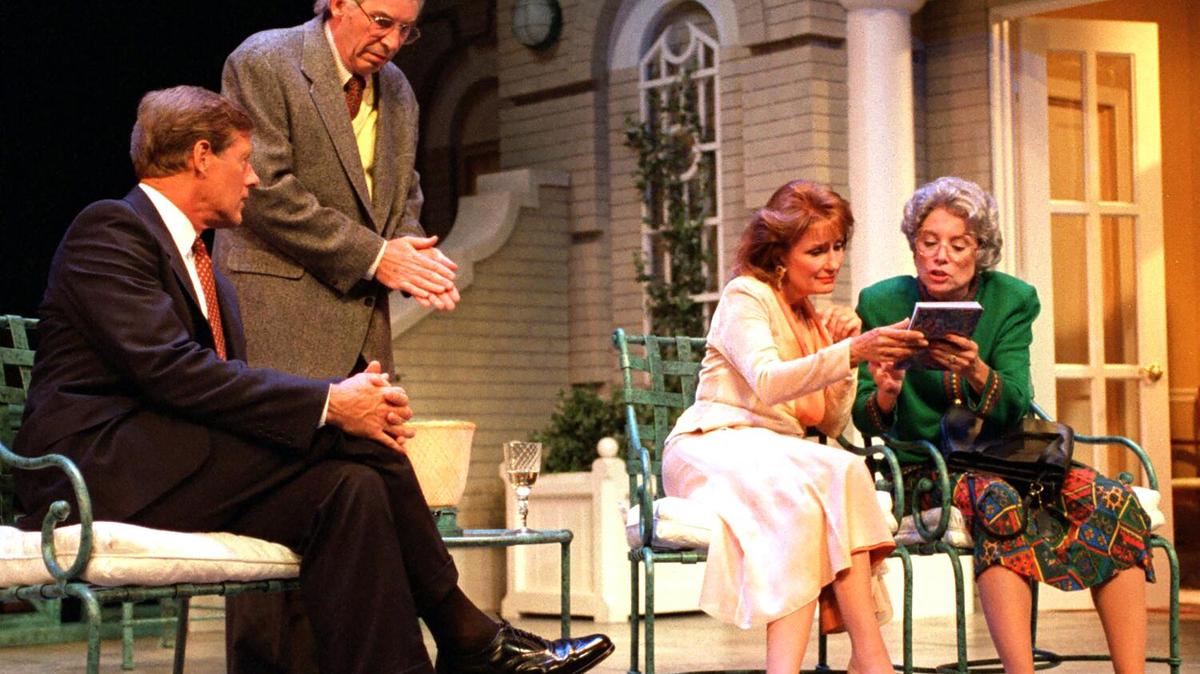 CA/LATER/#1/DG/9-10-94: "Later Life" playing at the Old Globe Theater with (L-R) Frank Converse, Richard Easton, Jennifer Harmon, and Linda Atkinson. Easton and Atkinson play multiple characters throughout the play. Mandatory Credit: Dave Gatley/The LA Times