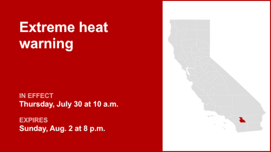 UPDATE: Extreme heat warning issued for Riverside County Mountains until Sunday evening 