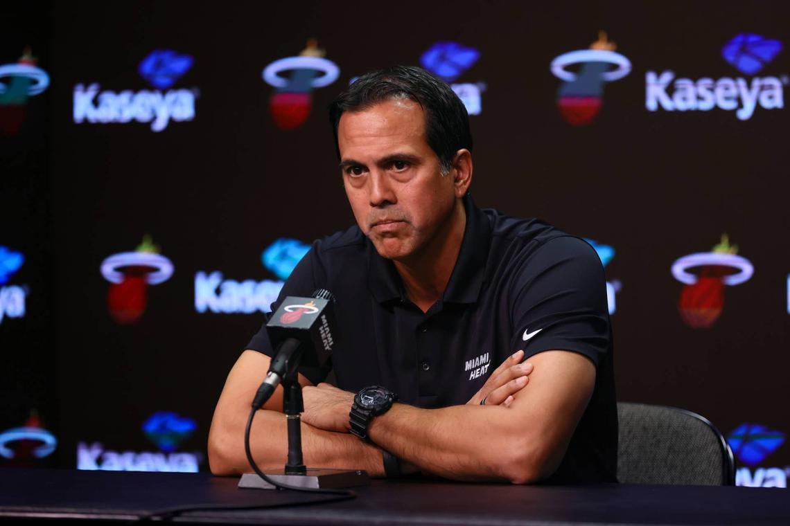  Miami Heat head coach Erik Spoelstra © Sam Navarro-Imagn Images 