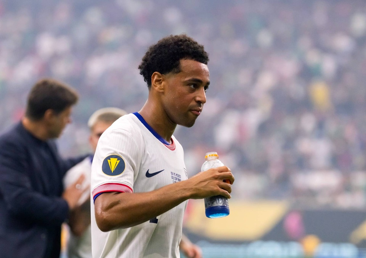  United States midfielder Tyler Adams in action against Mexico during the 2025 Gold Cup Final soccer match at NRG Stadium. Mark J. Rebilas-Imagn Images