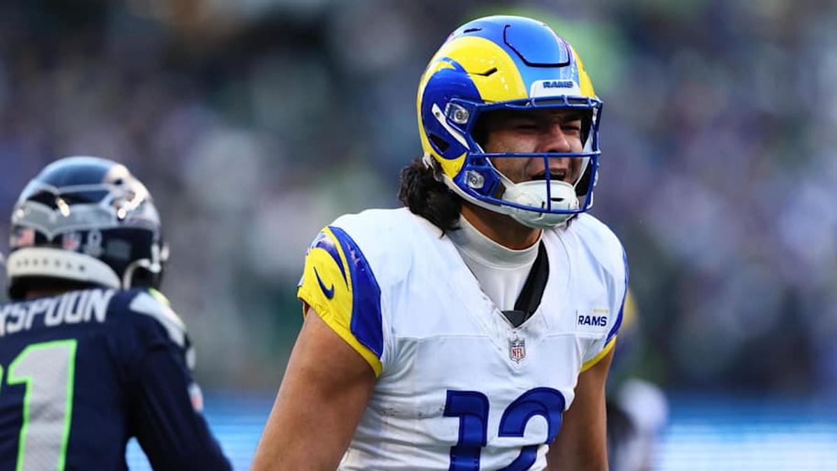  Los Angeles Rams wide receiver Puka Nacua (12) reacts after a catch against the Seattle Seahawks during the first half in the 2026 NFC Championship Game at Lumen Field. Mandatory Credit: Kevin Ng-Imagn Images | Kevin Ng-Imagn Images 