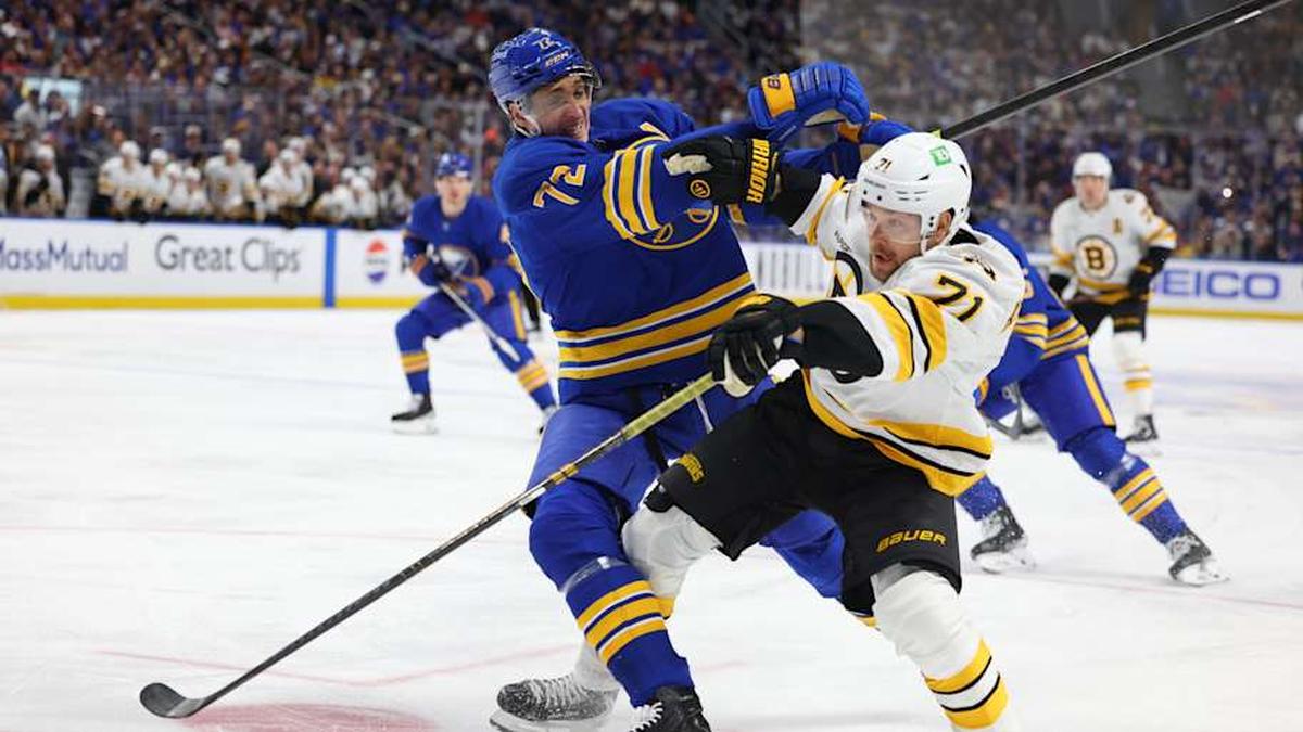  Tage Thompson has two goals in the first-round playoff series against the Bruins. | Timothy T. Ludwig-Imagn Images 