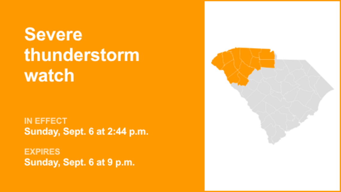 Severe thunderstorm watch affecting Upstate SC until Sunday night 