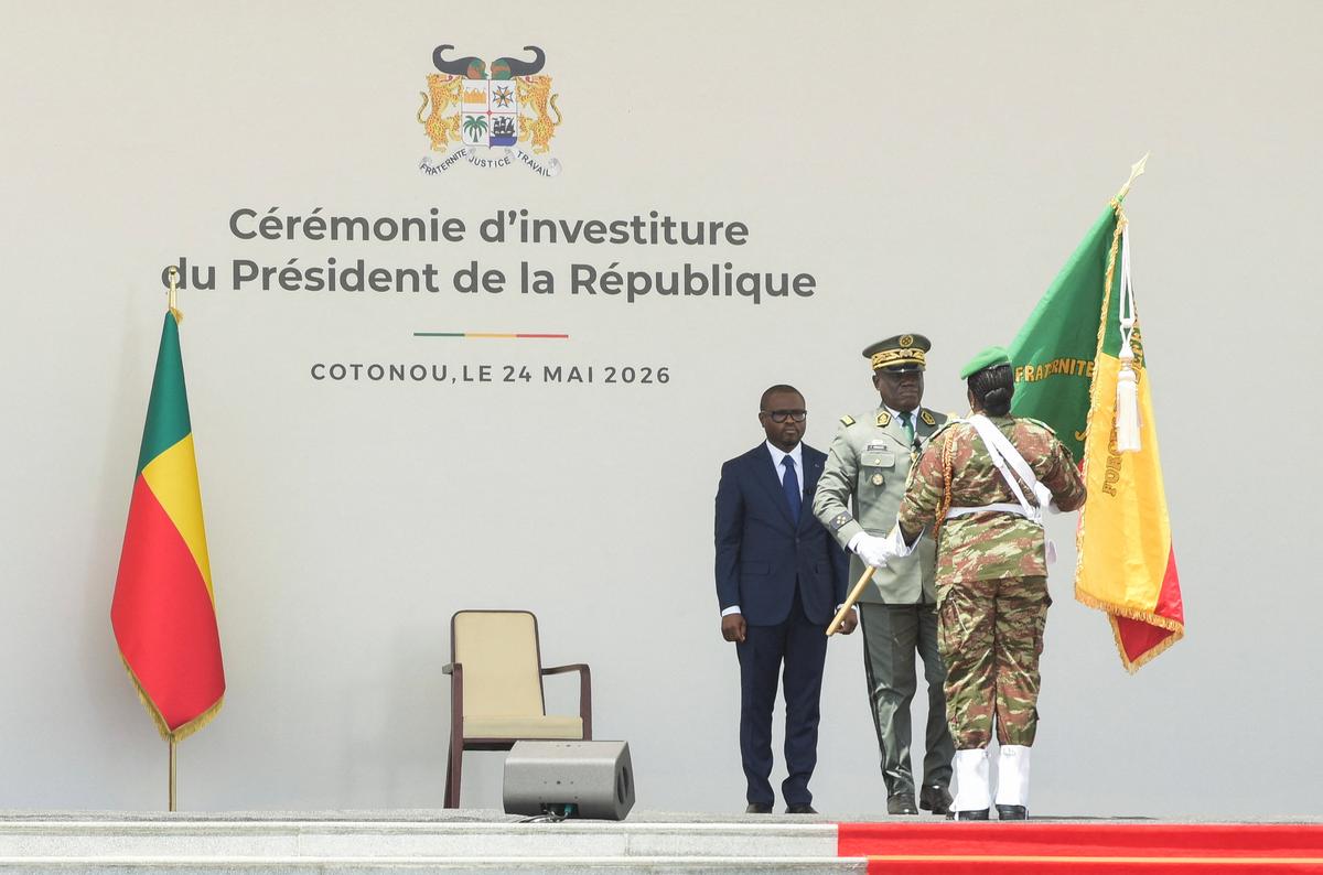 Benin's newly elected President Romuald Wadagni attends his inauguration ceremony at the Congress Palace in Cotonou, Benin, May 24, 2026. REUTERS/Charles Placide Tossou
