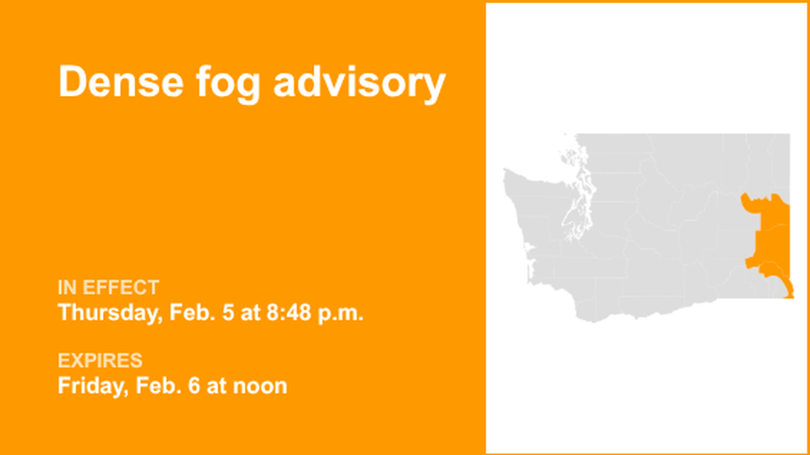 Dense fog advisory active for Eastern Washington until Friday midday 