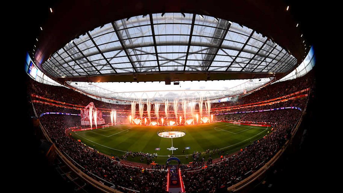  Arsenal warmed up for the quarterfinal second leg with a fiery display. | Alex Burstow/Arsenal FC/Getty Images 