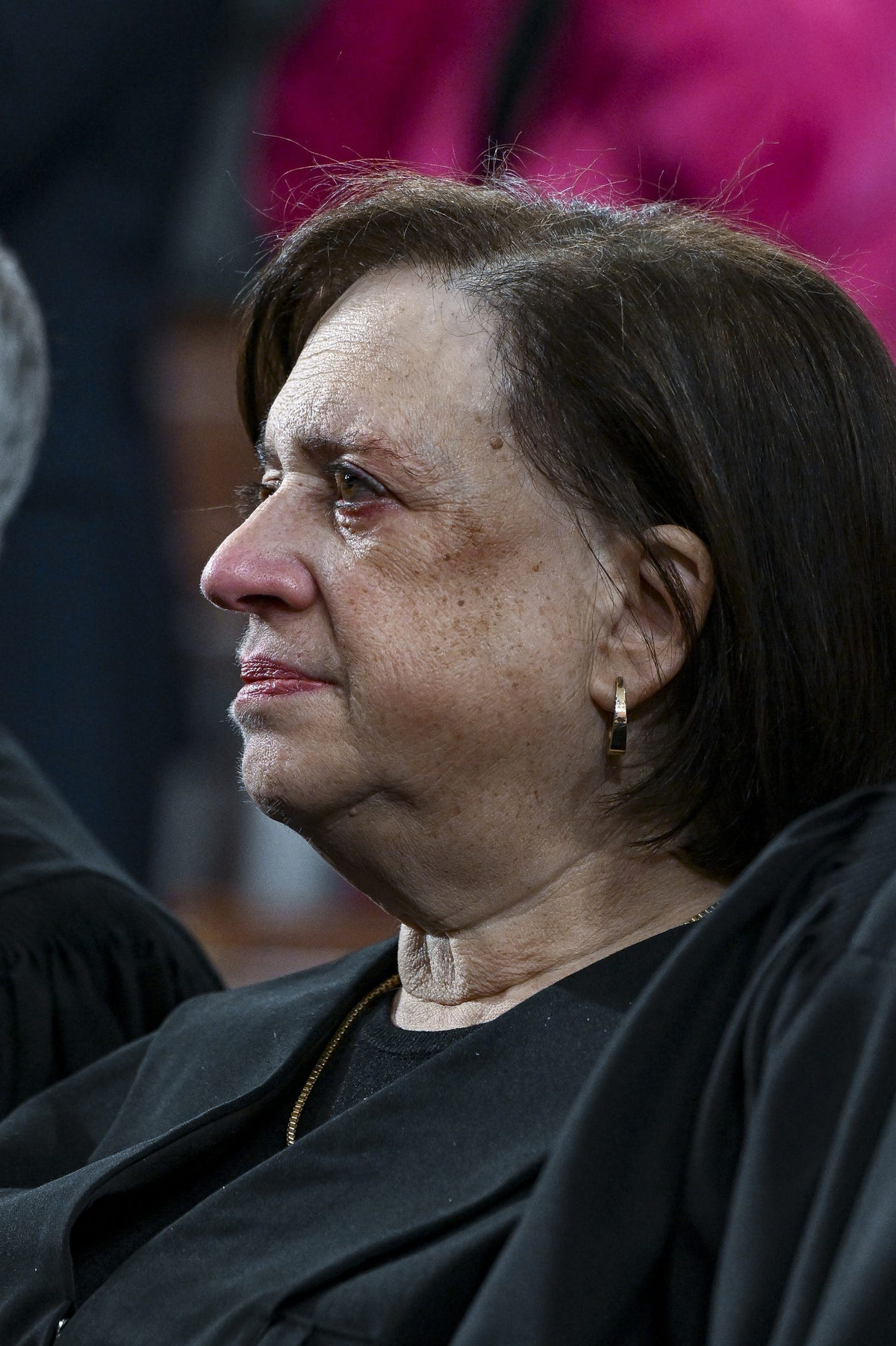 Supreme Court Justice Elena Kagan watches as President Donald J. Trump delivers the first State of the Union address of his second term to a joint session of Congress in the House Chamber of the United States Capitol in Washington on Tuesday.