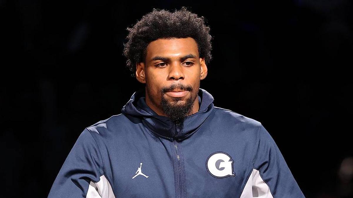  Jan 10, 2026; Washington, District of Columbia, USA; Georgetown Hoyas guard KJ Lewis (5) is introduced before a game against the Seton Hall Pirates at Capital One Arena. Mandatory Credit: Daniel Kucin Jr.-Imagn Images | Daniel Kucin Jr.-Imagn Images 