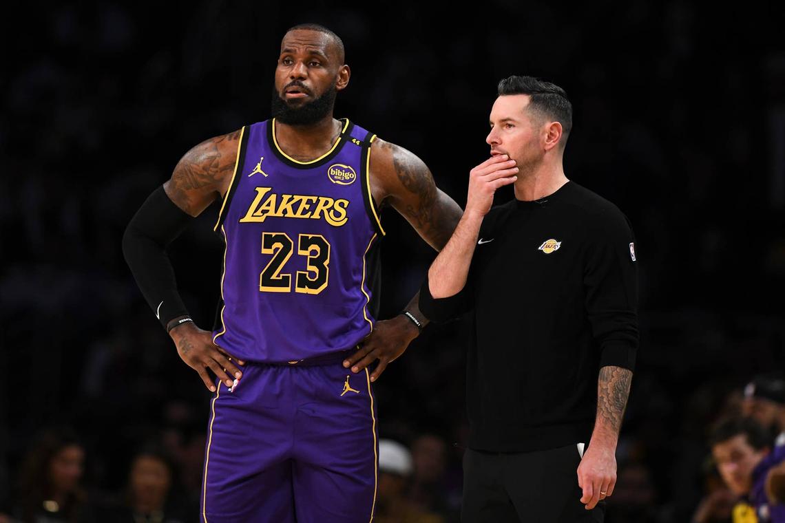  Lakers' LeBron James and JJ Redick. Jonathan Hui-Imagn Images