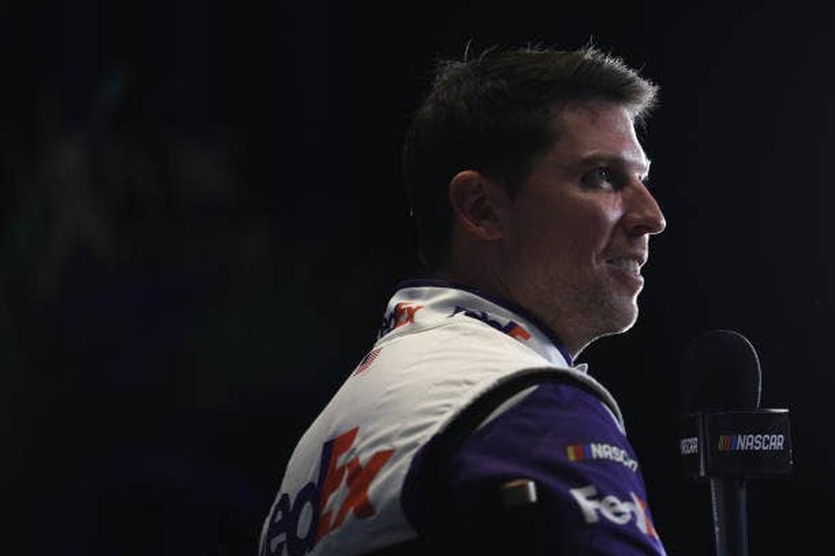  Denny Hamlin during the NASCAR Cup Series Daytona 500 Media Day. (Photo by James Gilbert/Getty Images) Photo by James Gilbert/Getty Images