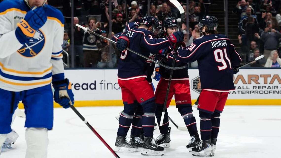 Matthew Knies nets a pair in Columbus debut, leads Jackets past Sabres