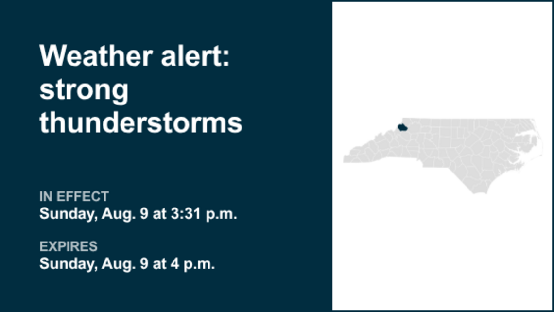 Weather alert affecting Watauga County early Sunday evening, says the NWS 
