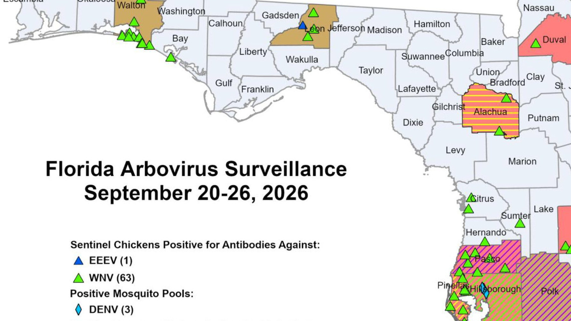 Florida's 252 locally acquired dengue cases across these 7 counties