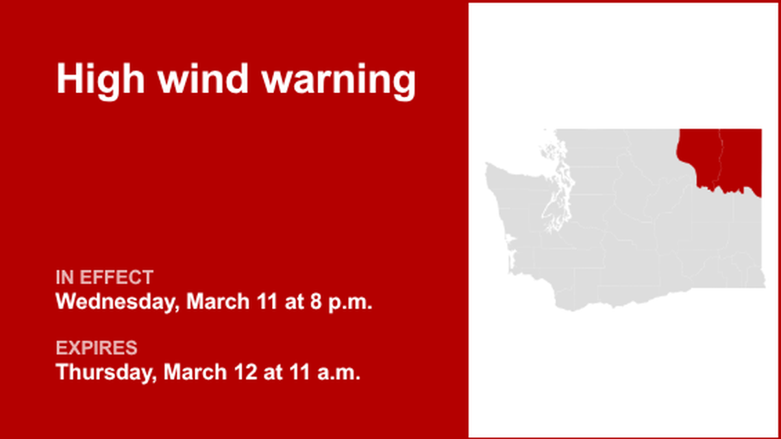 UPDATE: Northeast Mountains and Okanogan Highlands under a high wind warning until Thursday midday 