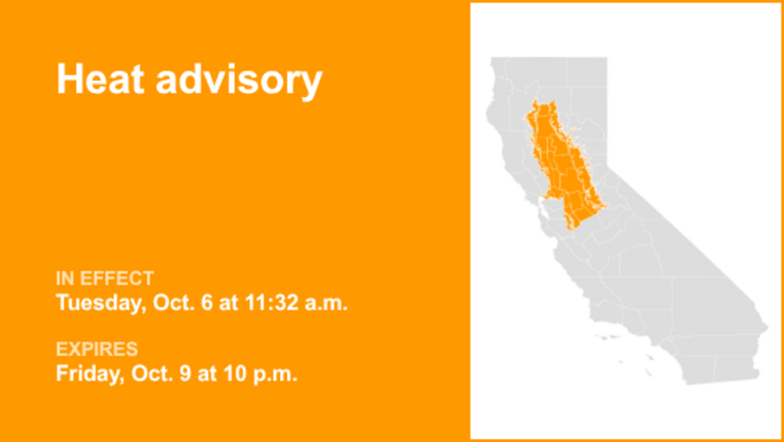 Heat advisory for Northern California until Friday night 