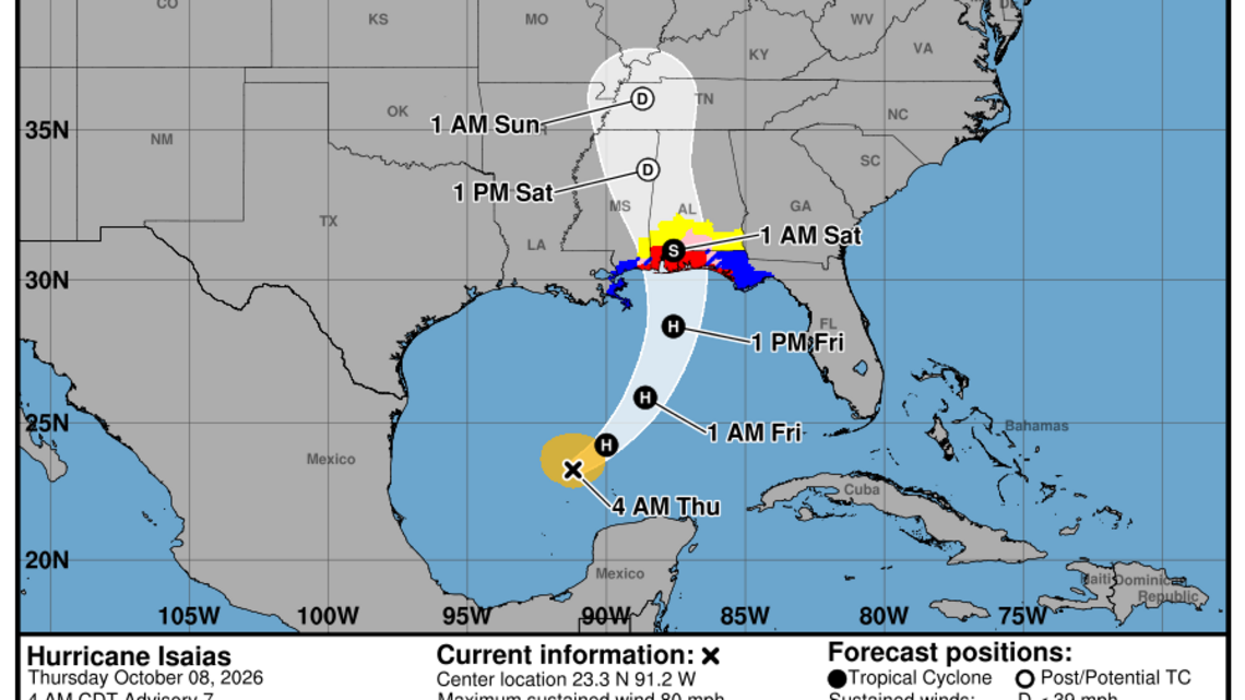 Category 1 Hurricane Isaias: Thursday, Oct. 8 update from the NHC on latest developments 